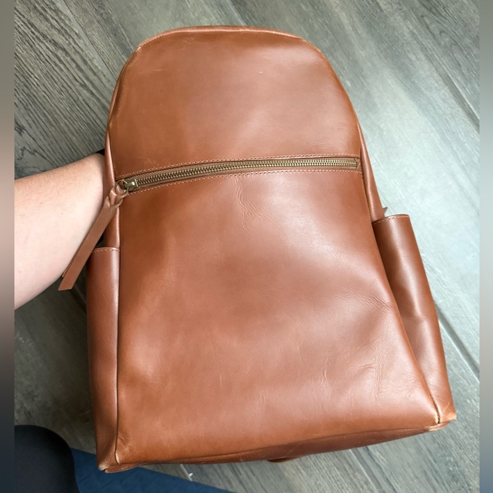 Able Alem Brown Leather Backpack - Picture 2 of 8